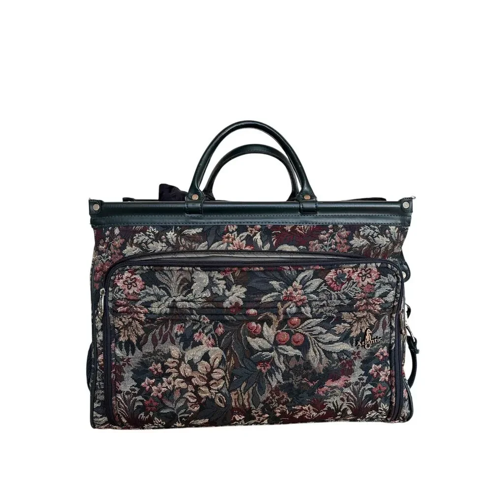 Atlantic Vintage Floral Tapestry Rolling Garment Bag Carry Suiter Travel Luggage